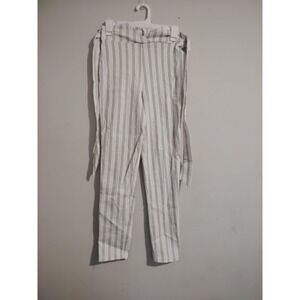 Windsor Women's White Black Striped High Waist Tie Belt Skinny Pants Size Medium